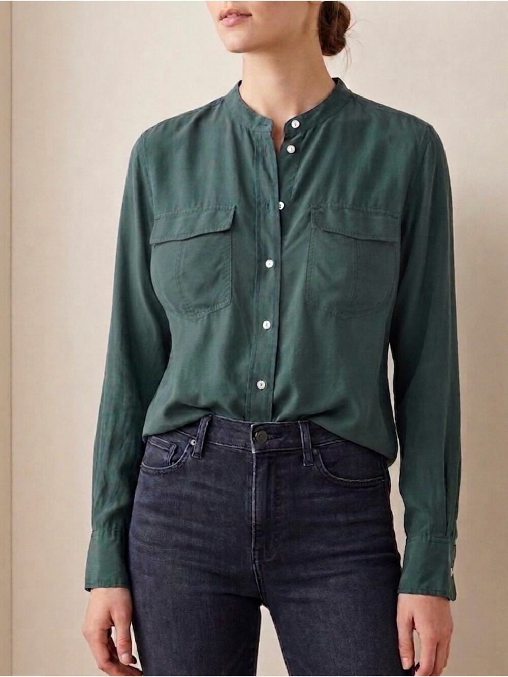 Vintage 90s J.Crew 100% silk button down shirt. Medium.